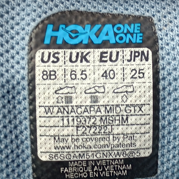 Hoka One One Anacapa Gore-Tex Mid Vibram Hiking Boots Shoes Blue Size 7.5 - Picture 13 of 15